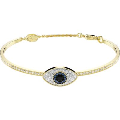 Armreif SWAROVSKI "Symbolica Böser Blick Magisches Auge" Gr. L, blau (gelbgoldfarben, blau, schwarz, kristallweiß, blau, schwarz, kristallweiß), Armbänder, Damen, L, Metall, Armreif, mit Swarovski Kristall