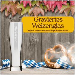 Luxentu - Gravur Rastal Weizenglas 0,5 l Name mit Hintergrundschatten - 1 Stück