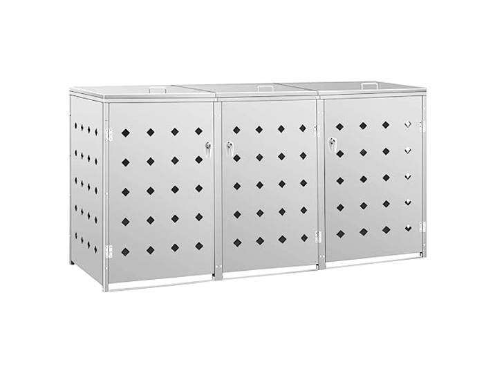 vidaXL Mülltonnenbox für 3 Tonnen Müllbox Mülltonnenverkleidung Mülltonne Mülltonnenbox Müllcontainer Gerätebox 240L Edelstahl Silbern