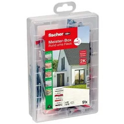 fischer Dübel- und Schrauben-Sortiment »Meister-Box - Rund ums Haus« 91 Stück grau