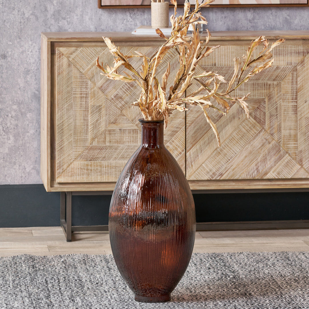 World Menagerie Glass Floor Vase 1 Pecan Brown 59cm H X 29cm W X 29cm D