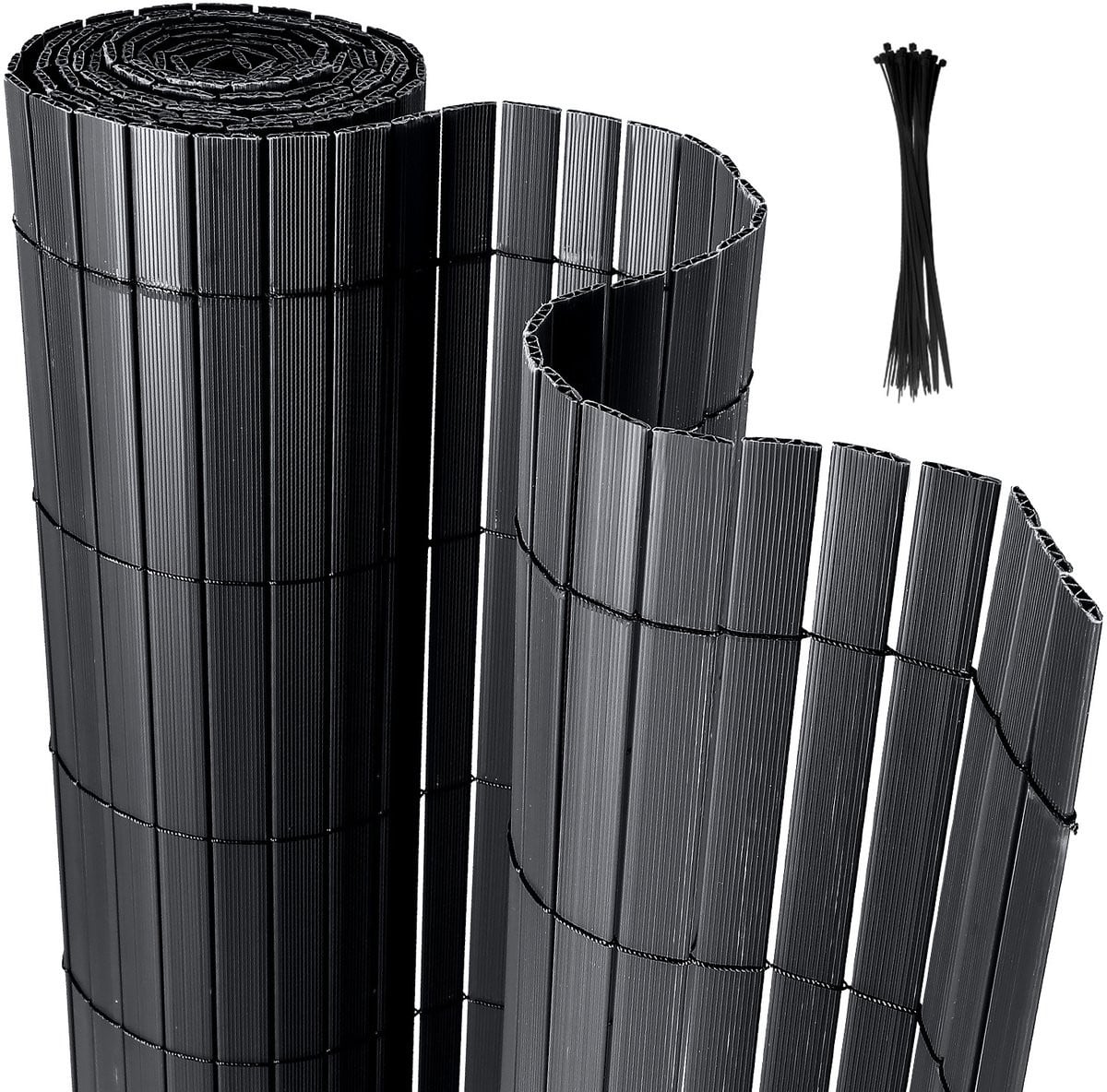 PVC Privacyscherm Mat in Antraciet Grijs, 0.9 x 5 m, W-vorm Tuinafscheiding en Balkonscherm
