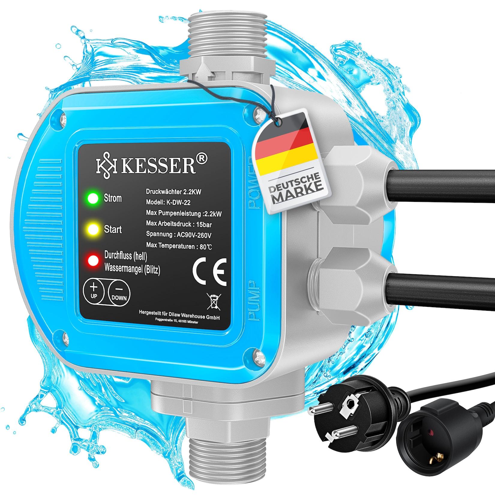 KESSER® Druckschalter Druckwächter Pumpensteuerung Gartenbewässerung mit Kabel