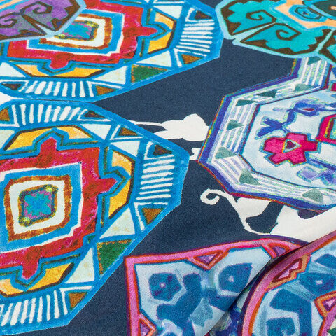 Viskose-Blusenstoff "Ornamente", bunt