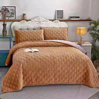 Uplift Treasures Soft Velvet Quilted Bedspread Blanket 270x230cm coffee 70.87 86.61 In