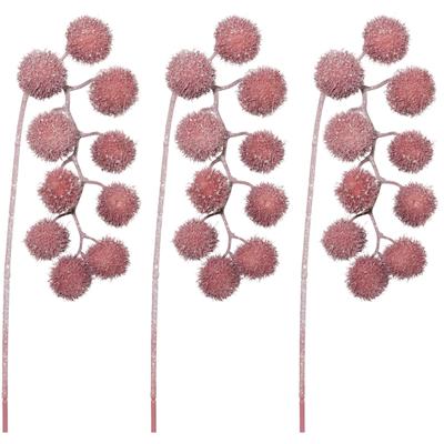 Winterliche Kunstpflanze CREATIV GREEN "Weihnachtsdeko", rosa (altrosa), H:62cm, Kunststoff, Kunstpflanzen, Zweig mit 10 Früchten, im 3er-Set