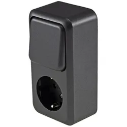 ChiliTec FASKO Kombi Steckdose Schalter,Anthrazit 250V~, Aufputz, Schraubanschluss