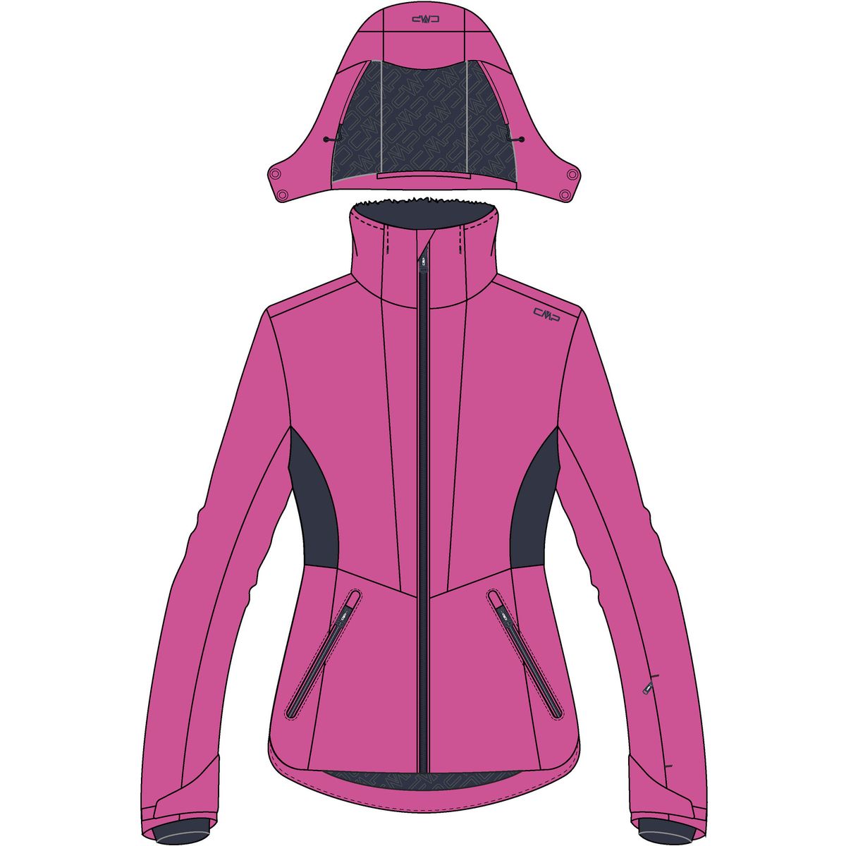 CMP Woman Ski Ski Jacket Zip Hood festival (B818) 36 36W0946-B818-36