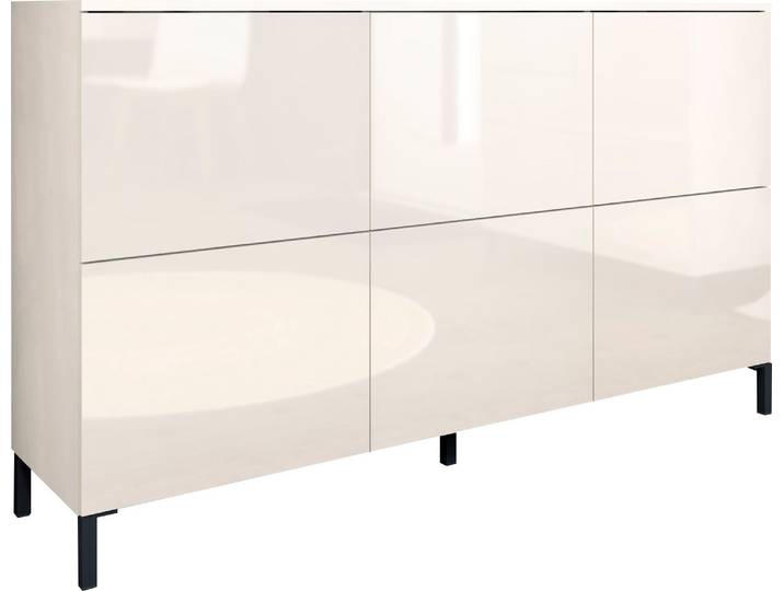 Kommode BORCHARDT MÖBEL Haama, Sideboard mit Metallfüssen, Push-to-open-Technik, Breite 139 cm , weiss (weiß hochglanz), B:139cm H:80cm T:35cm, Holzwerkstoff, Sideboards, Kommode, Breite 139 cm
