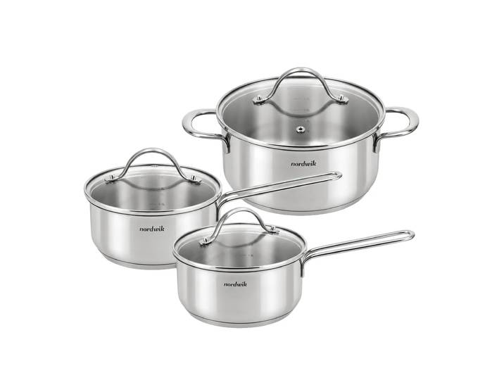 Nordwik Set de casseroles Nordwik avec couvercles en verre 3 pièces