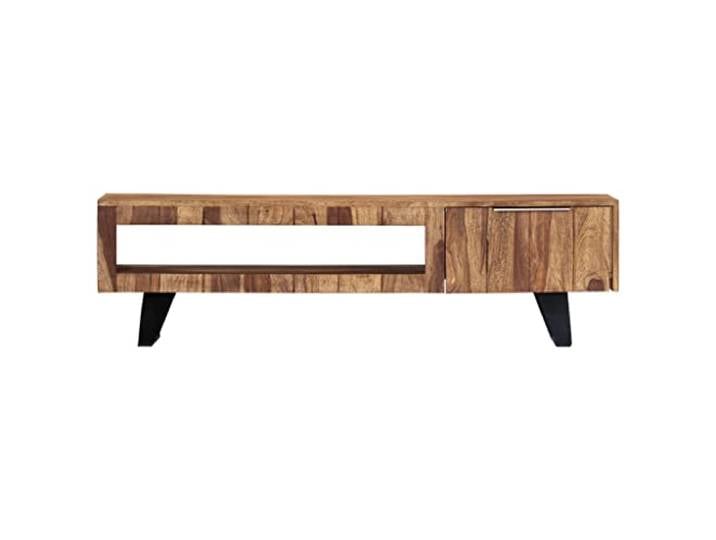 KGHERMDF TV-Schrank 140x30x40 cm Massivholz Akazie Stahlgestell Stabil, Mehrere Fächer, Multimedia Stauraum, Tropisches Hartholz