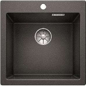 BLANCO PLEON 5, SILGRANIT, anthrazit, ohne Ablauffernbedienung, keine Beckenlage, 500 mm Untermaß, Aufsatzwanne, Rechteckig, Silgranit, Anthrazit, 1 Becken, Rechteckig