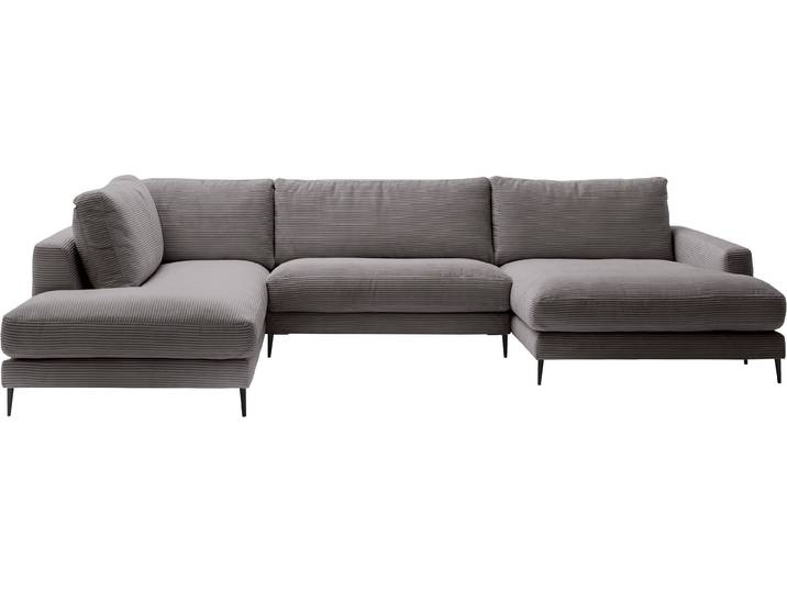 Wohnlandschaft HOME AFFAIRE Downtown XXL B/T/H: 341/223/84 cm Loungemöbel zum Relaxen , grau (dunkelgrau), B:341cm H:84cm T:223cm, 88% Polyester, 12% Polyacryl, Sofas, Wohnlandschaft, weicher Sitzkomfort, Cord-Bezug, weicher Sitzkomfort U-Form