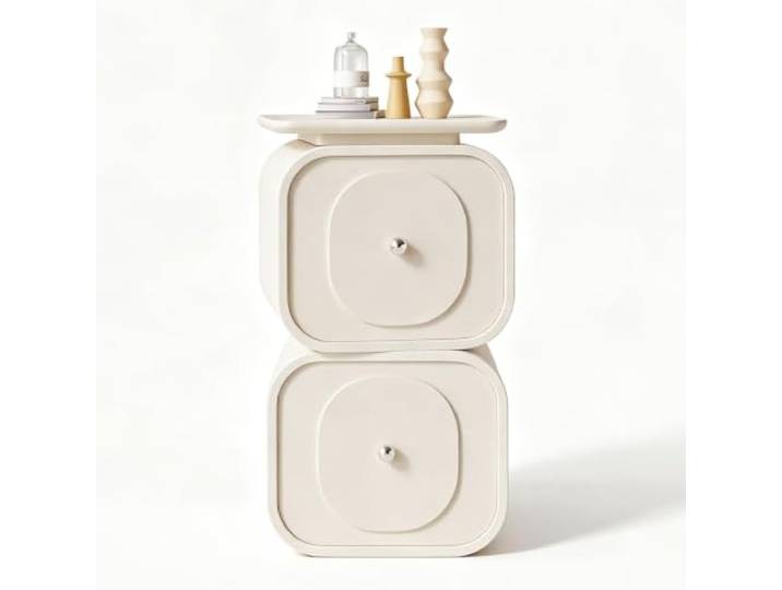 Drehbarer Nachttisch Tisch mit schmalen Kanten Kleine Räume 360° Drehbar Dekoratives Möbelstück Keine Montage Erforderlich Für Wohn- Und Schlafzimmer(White,35cm/14in)