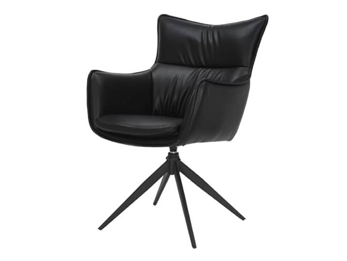 Stuhl VOGUE - 91cm - schwarz - Kunstleder Metall-Beine drehbar Armlehne hoher Komfort, bequeme Polsterung, pflegeleicht, stabil, Esszimmerstuhl, Design, modernes Design