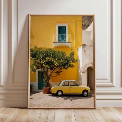 Italian Lemon Grove Canvas Art Cottagecore Lemon Wall Art & Italian Landscape Print Set 30x40cm Unframed 5