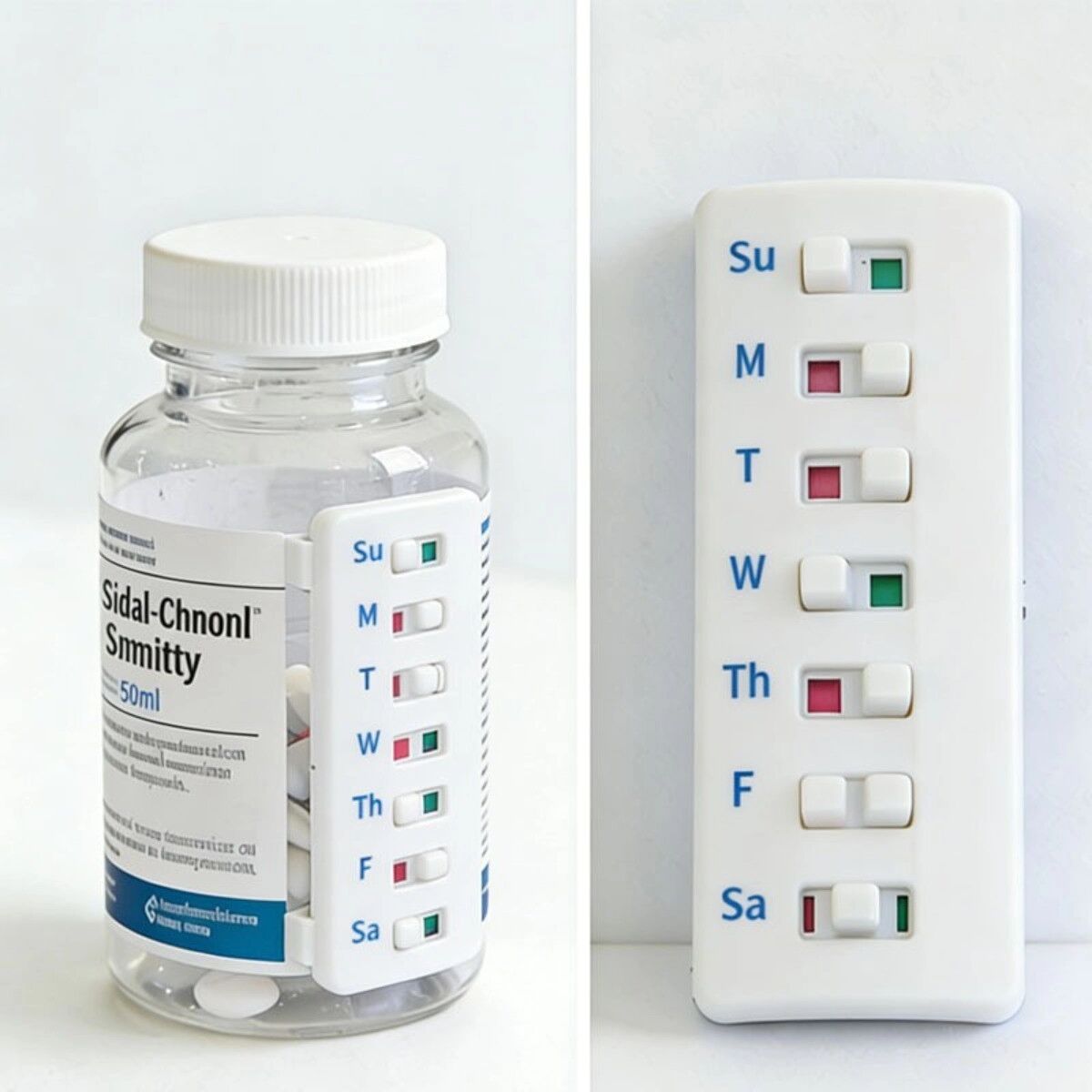 INF Autocollant pisteur et rappel de pilules réutilisable - Rappel de médication auto-adhésif en ABS, compact 6cm x 2.3cm Blanc