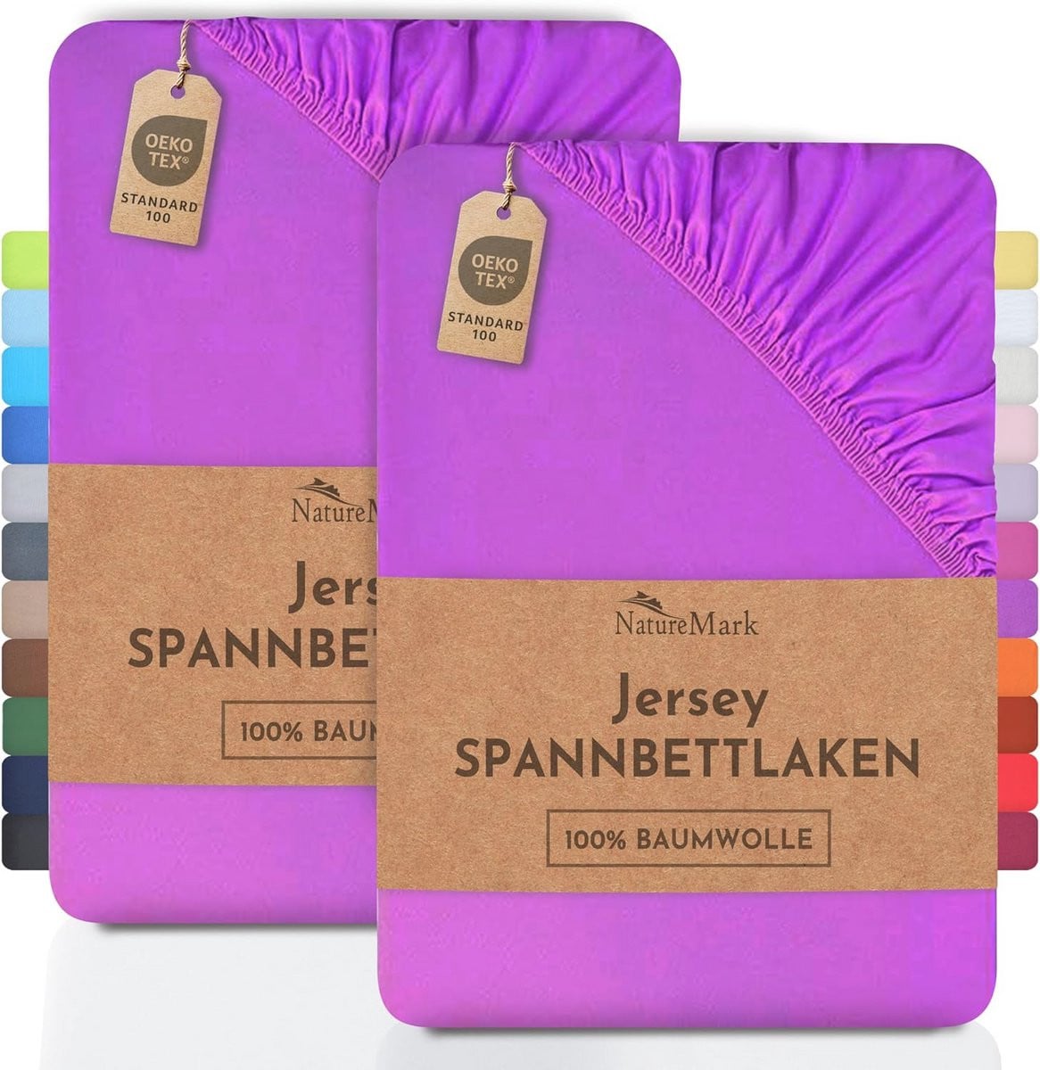 2-pack jersey hoeslakens van 100% katoen voor volwassenen