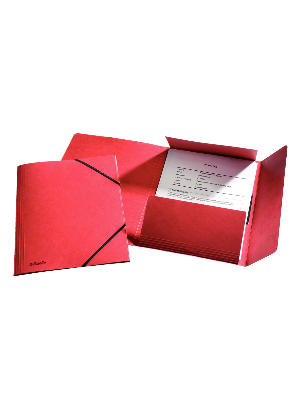 Esselte 3-Flap Folder Elastic Cardboard A4 Red