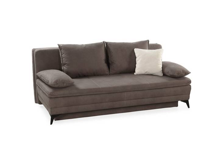 DAUER-SCHLAFSOFA Wellenunterfederung integr.Topper Bettkasten B202/T105/H90 cm, Liegefläche 158x199 cm, Mikrofaser Braun / 15158