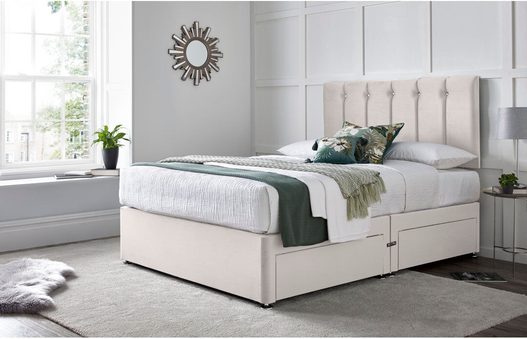 Wayfair Sleep Monatuk Divan Bed with 24" Headboard on Struts Silver King (5')