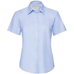 Russell Collection Klassische Oxford Bluse  Kurzarm, oxford blue, S