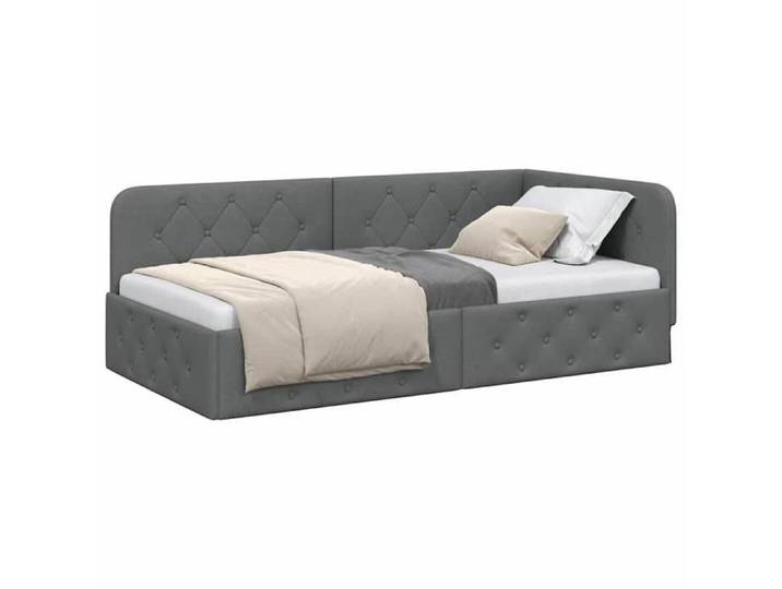 (NEW 2026)Structure de lit d'angle - SHELD - 1 Personnes - contemporain - Gris foncé 100x200cm tissu 531809