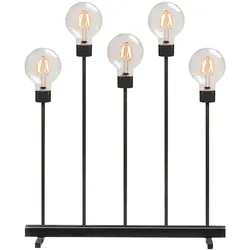 Konstsmide LED Metallleuchter, schwarz, wechselbare Leuchtmittel, 5 runde Globes, 10 bernsteinfarbene Dioden, Innen, schwarzes Kabel - 3963-710TR