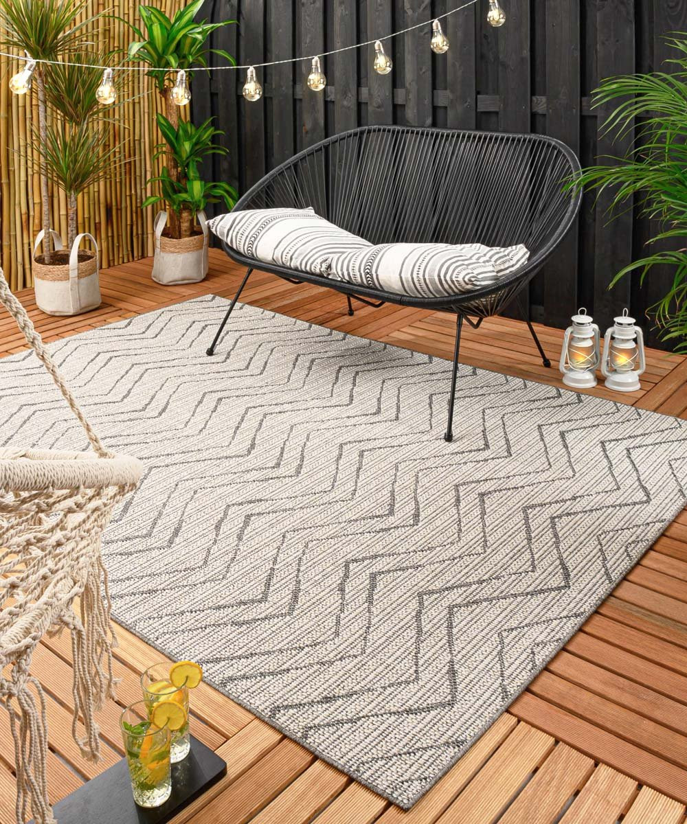 Boho&me Buitenkleed Zigzag Summer crème/grijs B: 240 cm, D: 340 cm