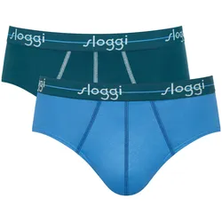 Sloggi Herren Slips 2er Pack - Start midi C2P box, Baumwolle Blau / 2XL