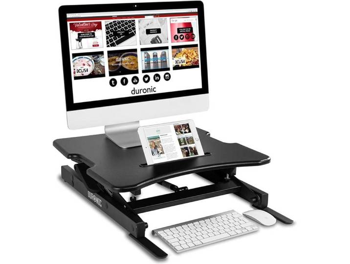 Duronic DM05D18 Poste / Station de travail assis-debout de 55 x 53 cm pour écran / clavier / souris - Hauteur ajustable de 16 à 42