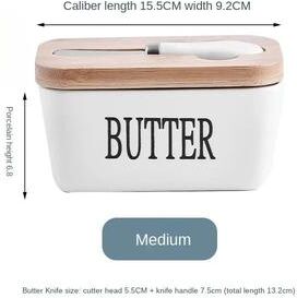 Uplift Essentials Artisan Ceramic Butter Keeper With Bamboo Lid 500ml