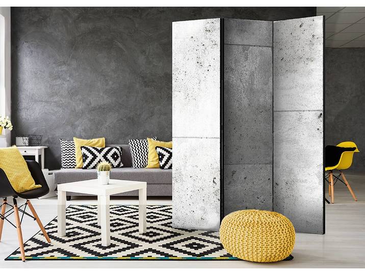 Paravent Concretum Murum acoustique Intissé sur bois massif Blanc 135 x 172cm