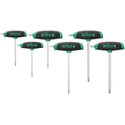 Wiha Stiftschlüssel mit Quergriff Set ComfortGrip TORX 6-teiliges Set mit Seitenabtrieb, mattverchromt - 45622