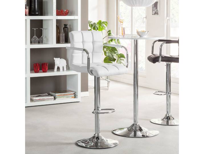 Barstuhl Fitzgerald 53 x 96 x 49cm Weiß / Chrom 2er Set