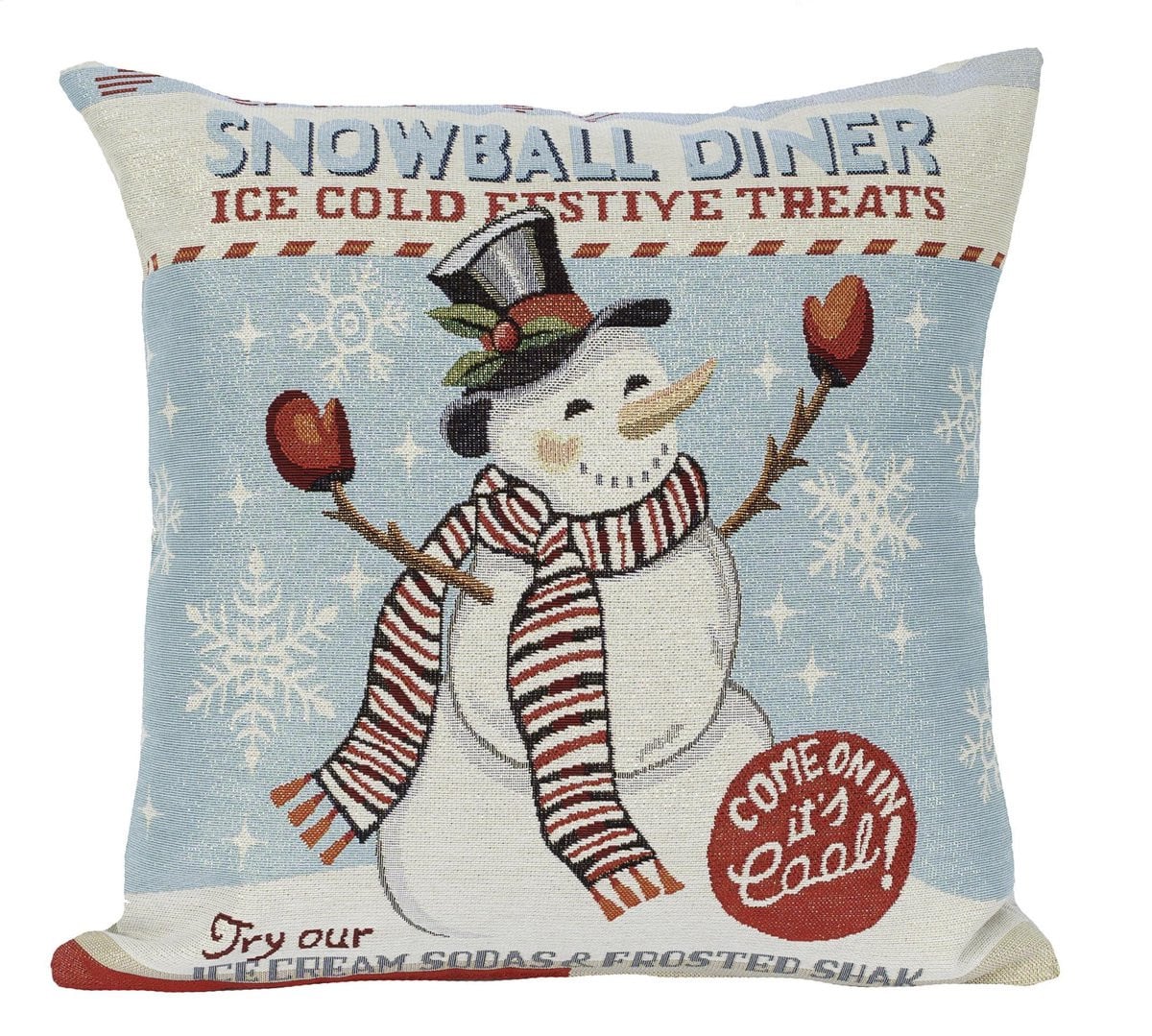 Kussenhoes Kerst Snowball Sneeuwpop met glitterdraad