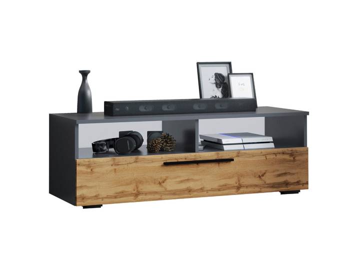 Mid.you Lowboard, Anthrazit, Honigeiche, Kunststoff, 115x39x40 cm, stehend, Wohnzimmer, TV Möbel, Lowboards, Lowboards stehend