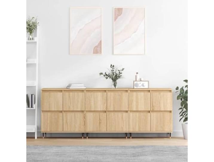 HEFZGDB Klassische Sideboards mit Stauraum und Zeitlose Sideboards für Zuhause: 3 STK. Sonoma-Eiche Holzwerkstoff mit glatter Oberfläche für Wohnraumgestaltung und Aufbewahrung