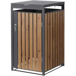 ML-Design Mülltonnenbox für 1 Tonne 240L 68x80x116,3 cm Anthrazit Eichenoptik aus Stahl