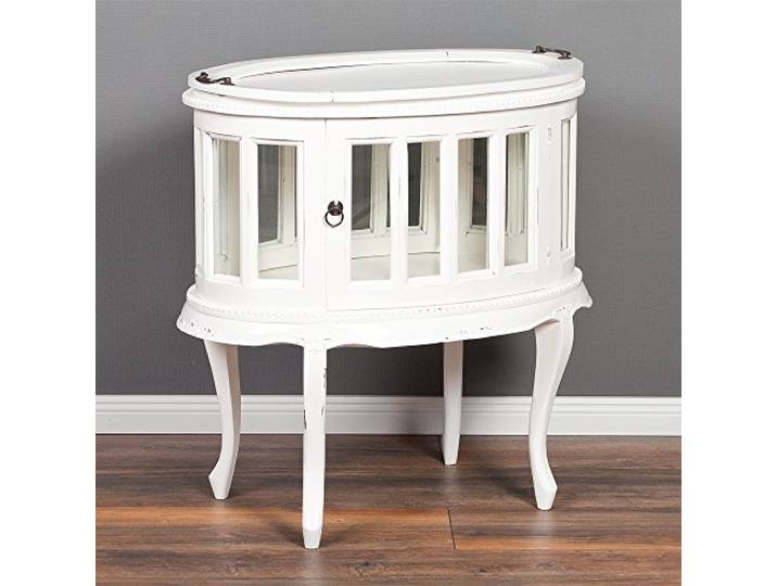 LEBENSwohnART Teeschrank Barschrank CORUNA Mahagoni Antique White Beistelltisch Vintage Shabby