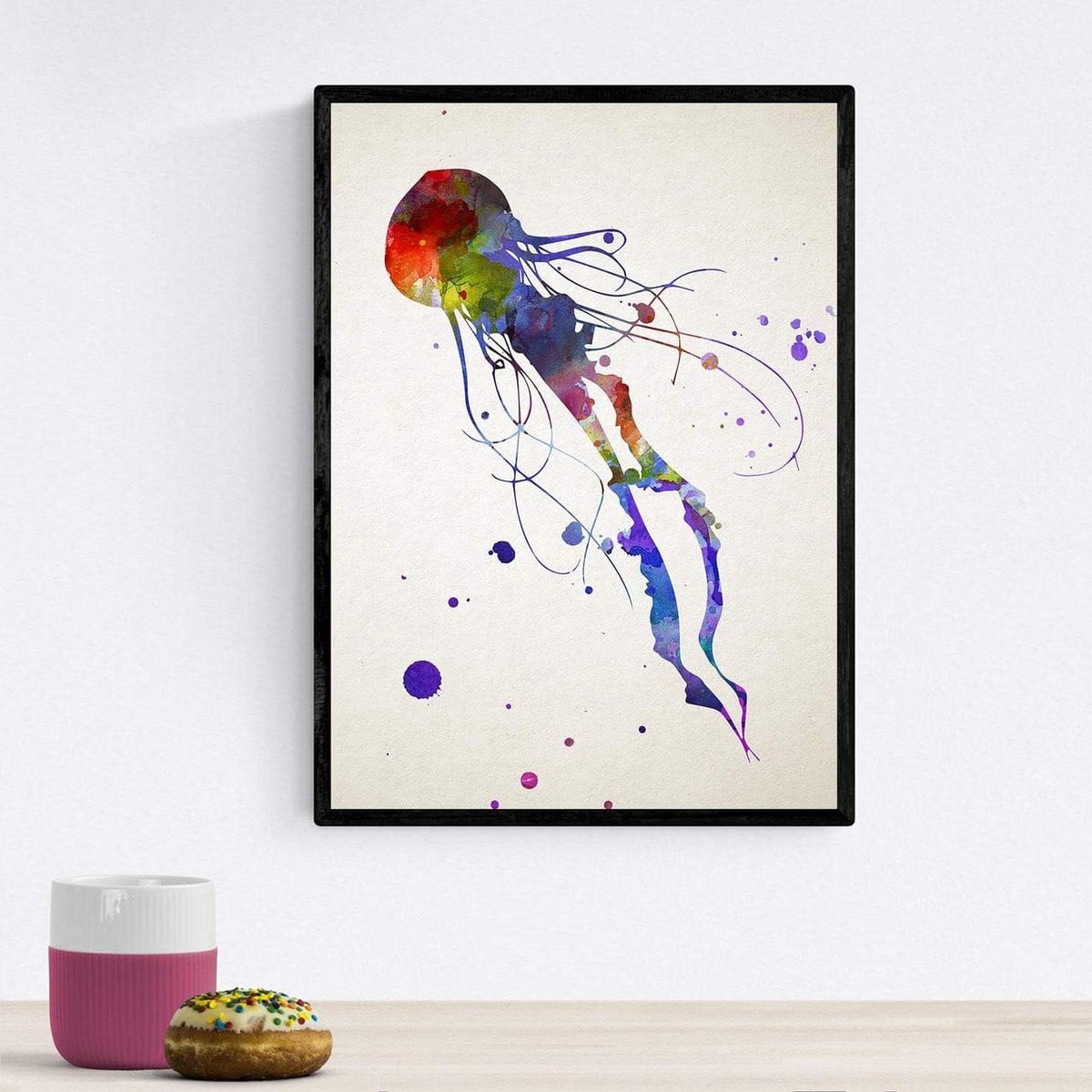 Wanddecoratie Poster Aquarel Stijl met Lijst - A4 - 21 x 29,7 cm