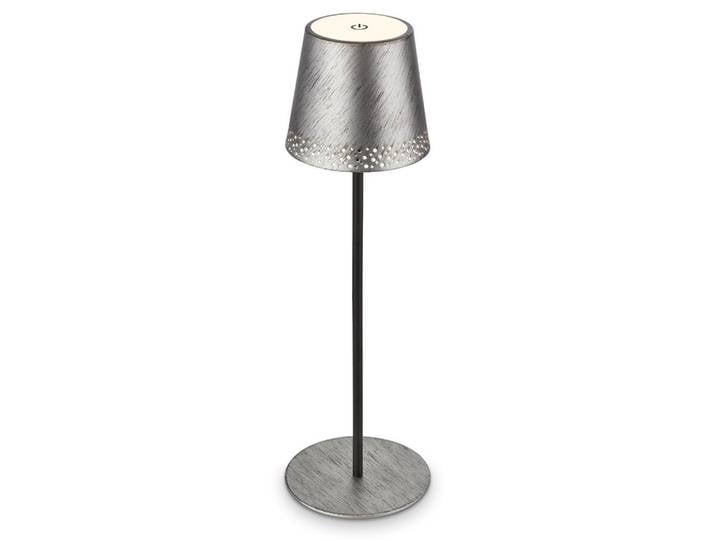 LED Akku-Tischleuchte Tischlampe höhenverstellbar IP44 silber RGB innen außen