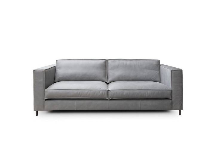 Natur24 Sofa Calzone Sofa 2,5-Sitzer mit Stahlfuß Leder Grau 179x96x68 cm