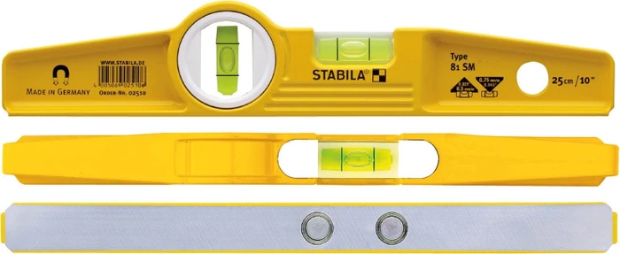 STABILA Wasserwaage Type 81 SM Torpedo magnetisch 2510, Aluminium 25,0 cm