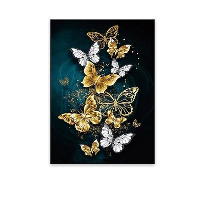 wandkunst leinwand poster malerei kunstwerk bild abstrakt schmetterling gold dekoration dcor gerollte leinwand kein rahmen ungerahmt ungedehnt