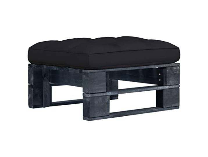 POUFGDR Sitzsack, Palette, Garten, Kiefernholz, imprägniert, Schwarz Mit Kissen, Fußstütze oder Couchtisch, modular, wetterfest