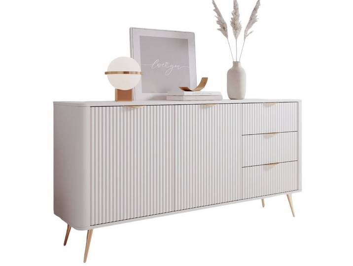 Compleo Kommode mit drei Schubladen und zwei Drehtüren BELLO, Elegant Kommode