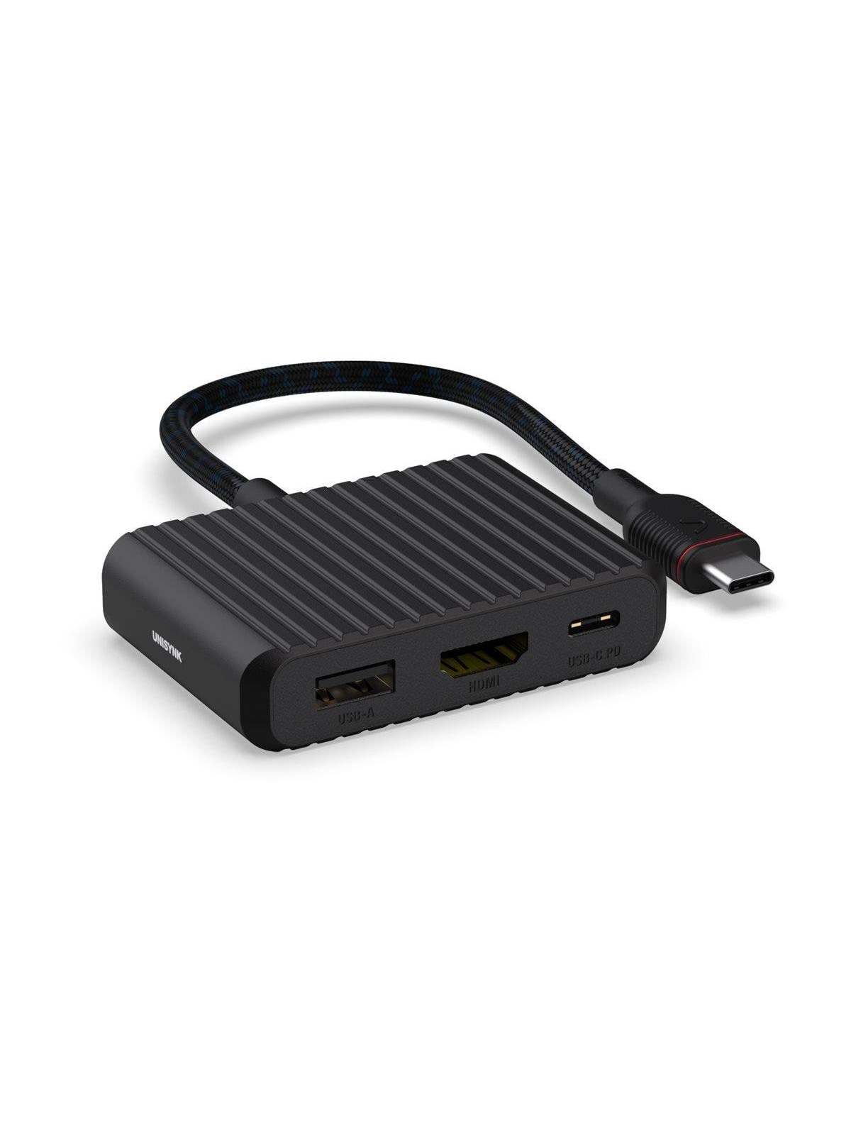Unisynk 3 Port USB-C Hub V2 4K 60Hz 100W - Black