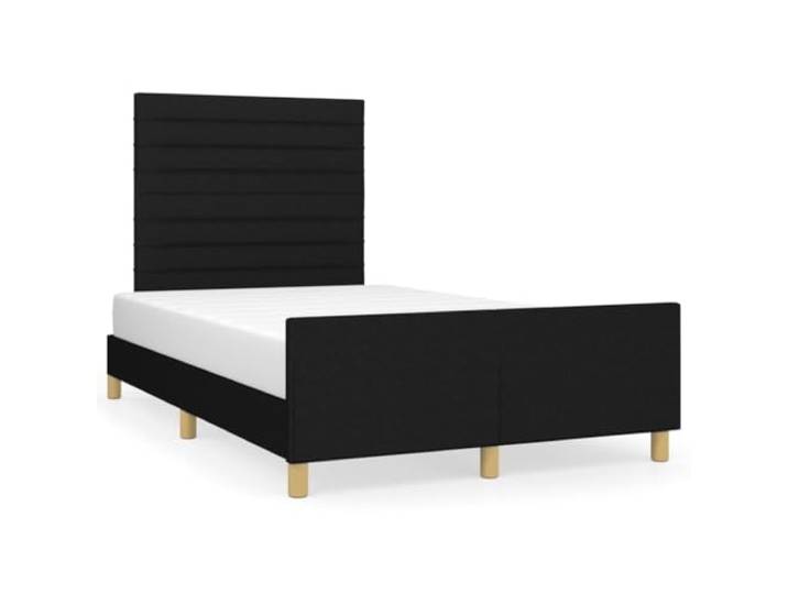 PUGYNBK Bettgestell mit Kopfteil, 120 x 190 cm, schwarzer Stoff Höhenverstellbar, stabile Füße, Latten aus Sperrholz, Unterstützung für den Rücken