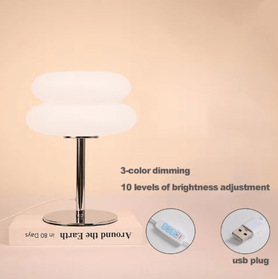 Inspire Essentials Creamy Style Bedside Table Lamp USB Plug Tri Color Dimming a usb Plug